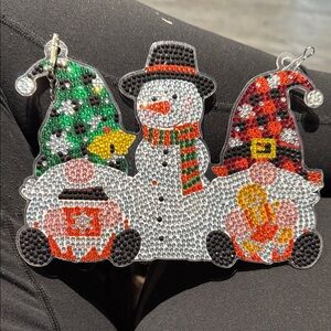 Completed Snowman and Gnomes Diamond Art Wall Hamging